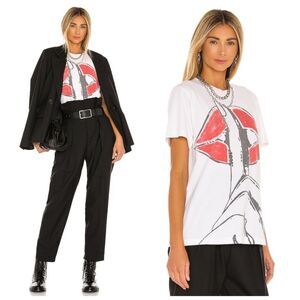 Revolve|SIXTHREESEVEN Los Angeles Vintage STFU Lips Short Sleeve Shirt, XS